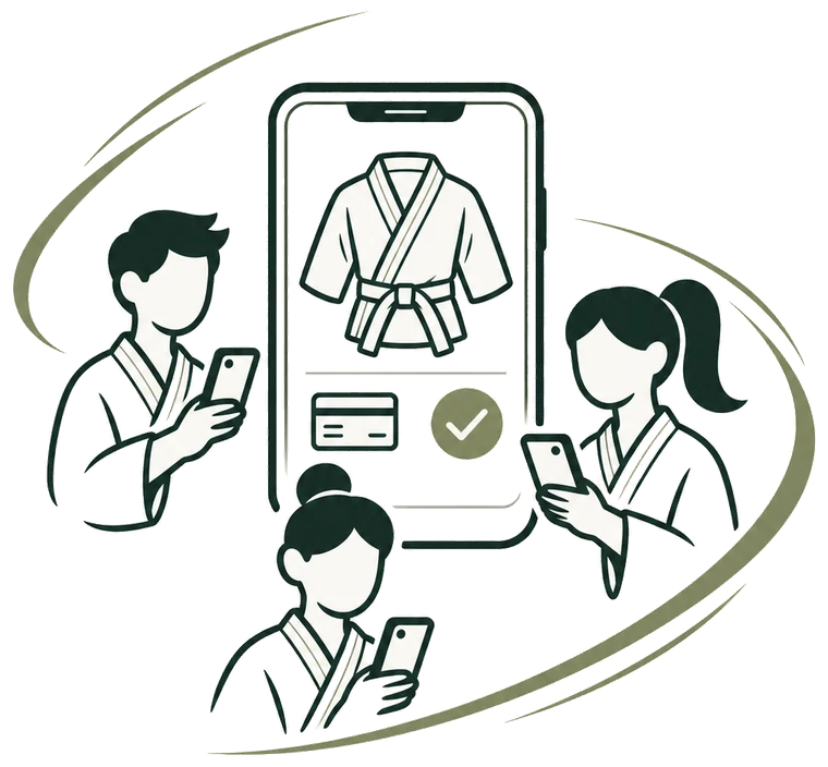 Tres alumnos pidiendo su talla desde el celular
